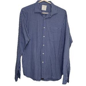 Billy Reid Shirt Mens Size XL Blue Plaid Gingham Button Up LS Standard Cut Italy